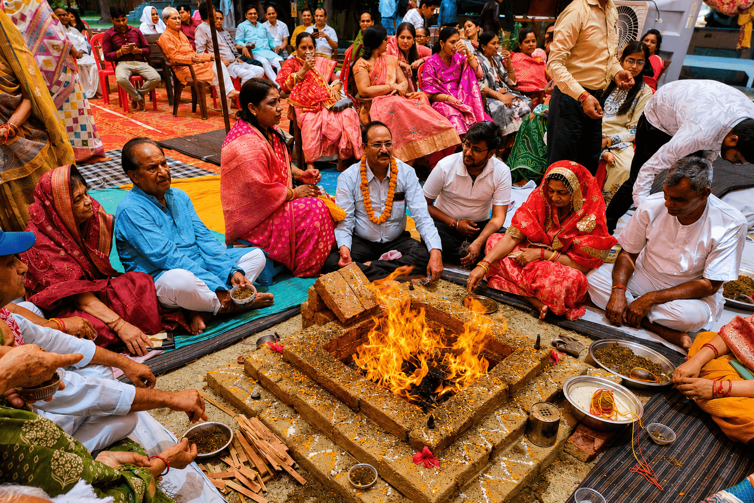 Havan and Bhandara during Bhagwat Katha at Mathura Colony