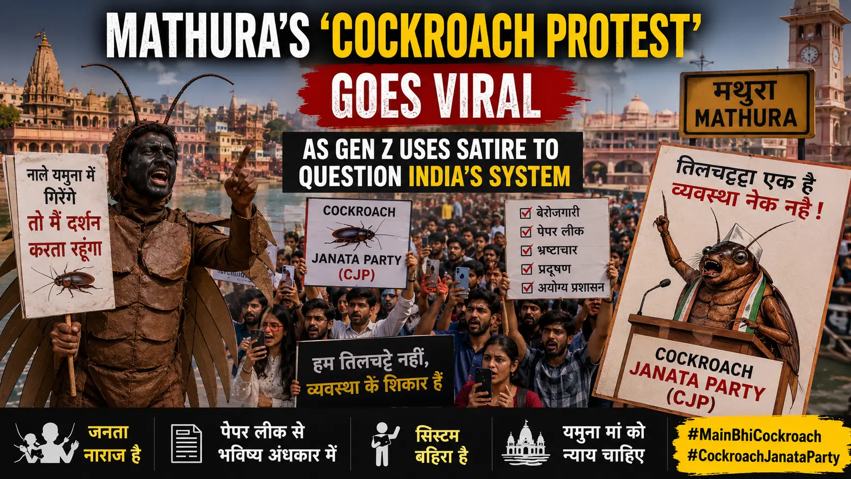 Mathura’s Cockroach Protest’ Goes Viral as Gen Z trend