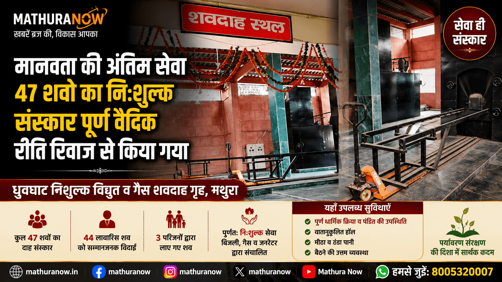 Mathura Crematorium Provides Free Last Rites for 47 Deceased in May