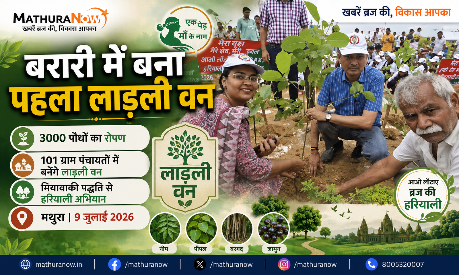 Mathura Launches First Ladli Van Under Miyawaki Plantation Drive 3,000 Saplings Planted
