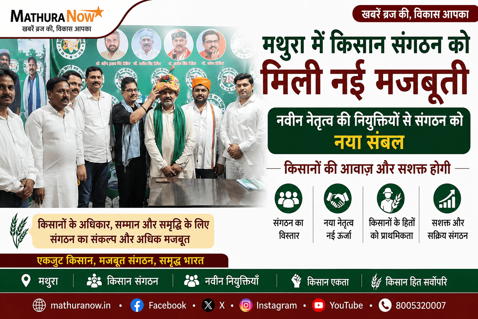 Farmer Organization Bolstered in Mathura with New Leadership Appointments