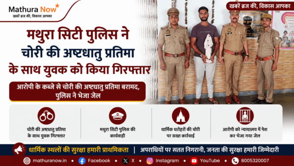 Mathura City Police Arrest Youth for Possession of Stolen Ashtadhatu Statue