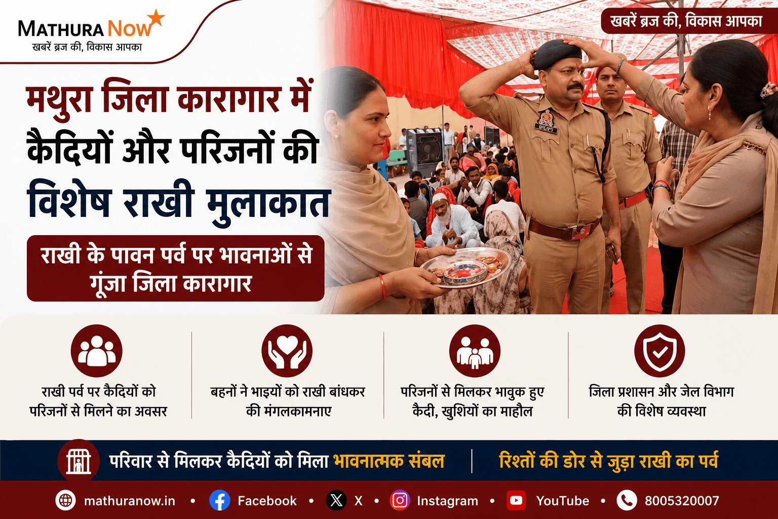 Mathura District Jail Organizes Special Raksha Bandhan Meeting for Inmates and Families