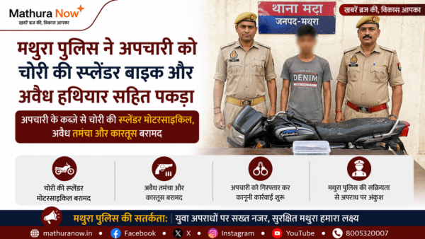 Mathura Police Apprehend Juvenile for Motorcycle Theft and Illegal Arms