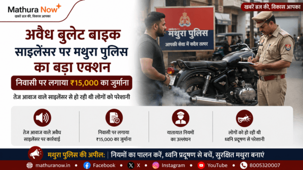 Mathura Police Fine Resident Rs 15,000 for Illegal Bullet Motorcycle Exhaust Noise