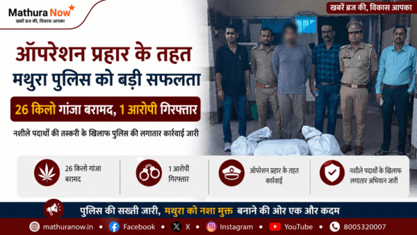 Mathura Police Seize 26kg Ganja in Operation Prahar, One Arrested