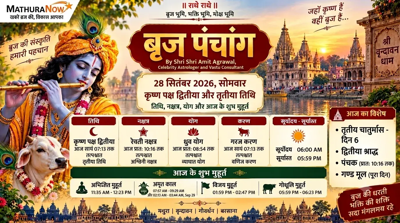 Braj Panchang for September 28, 2026: Krishna Paksha Dwitiya and Shraddha Observances