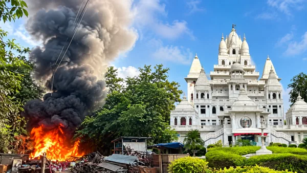 Fire at Vrindavan Scrap Yard Near Pagal Baba Market Causes Local Alarm