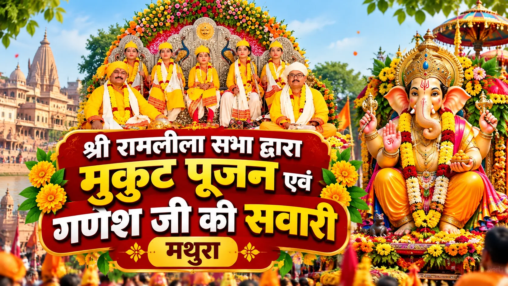 मथुरा में श्री रामलीला सभा मुकुट पूजन और गणेश जी की सवारी का आयोजन करेगी1 Shri Ramlila Sabha to Host Mukut Pujan and Ganesh Ji ki Sawari in Mathura